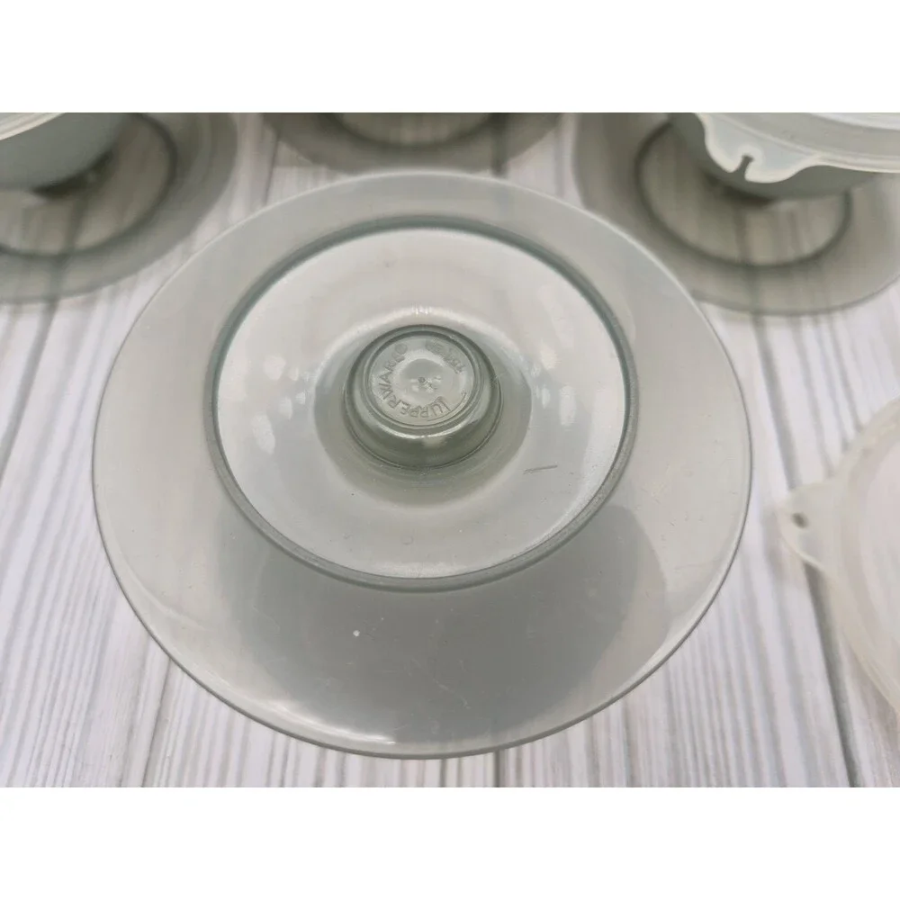 Vintage Tupperware Smoke Gray Parfait Dessert Cups & Lids 754 Set of 6 Retro